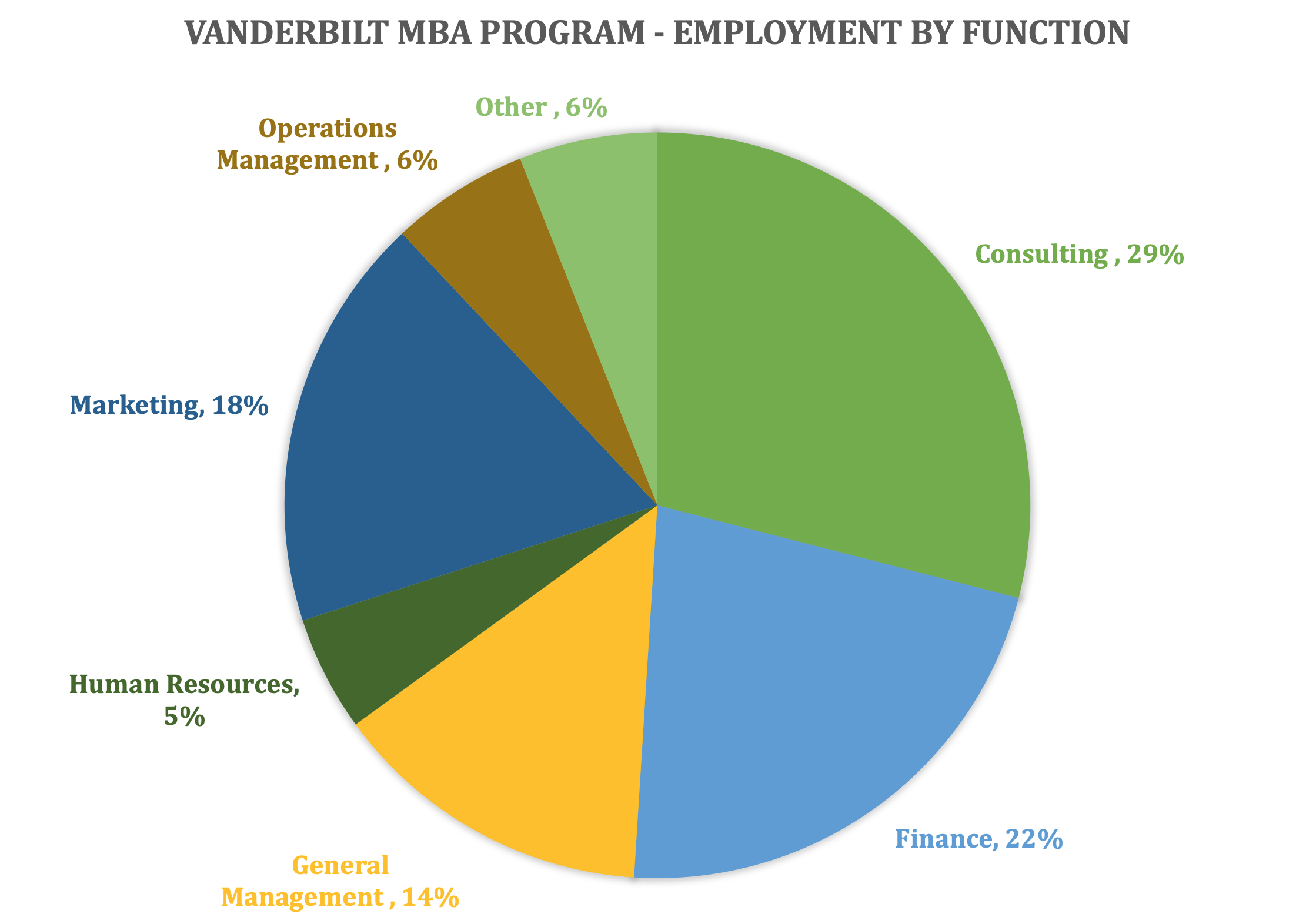 Vanderbilt MBA Program - Vanderbilt Owen Graduate School of Management - Employment by Function