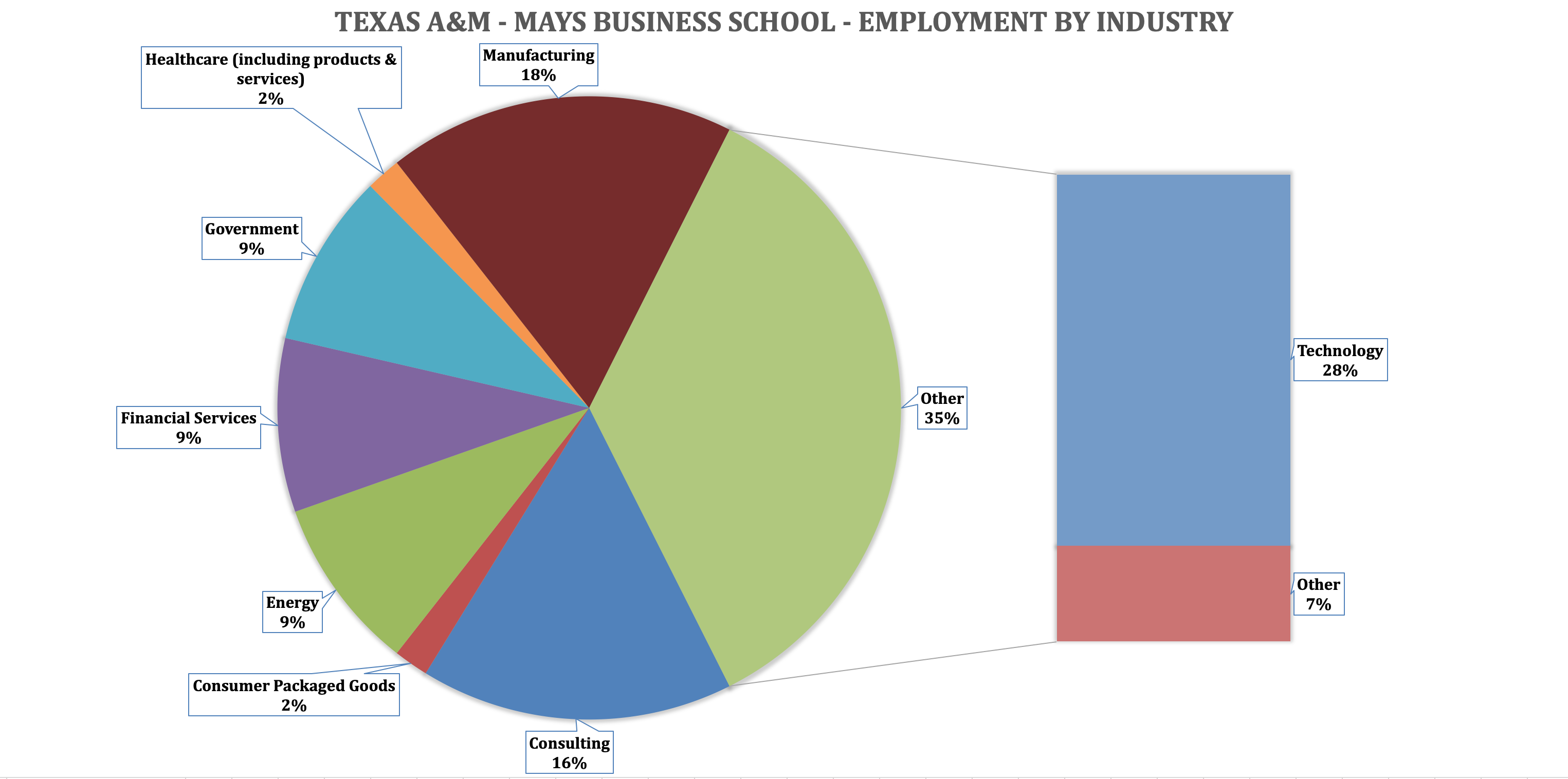 Mays Business School - Mays MBA Program - Employment by Industry