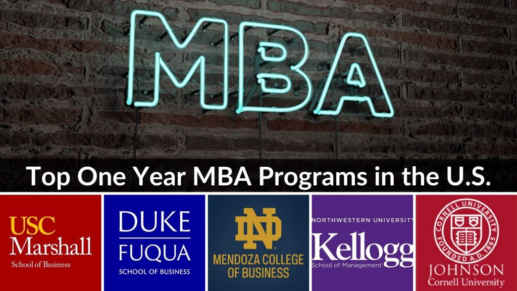 Top one year MBA programs in the US