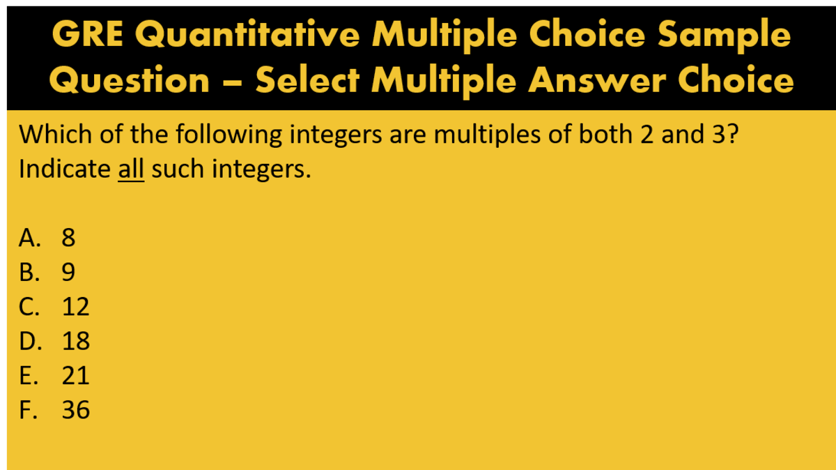 GRE Razonamiento cuantitativo - seleccione una pregunta de elección de respuesta múltiple