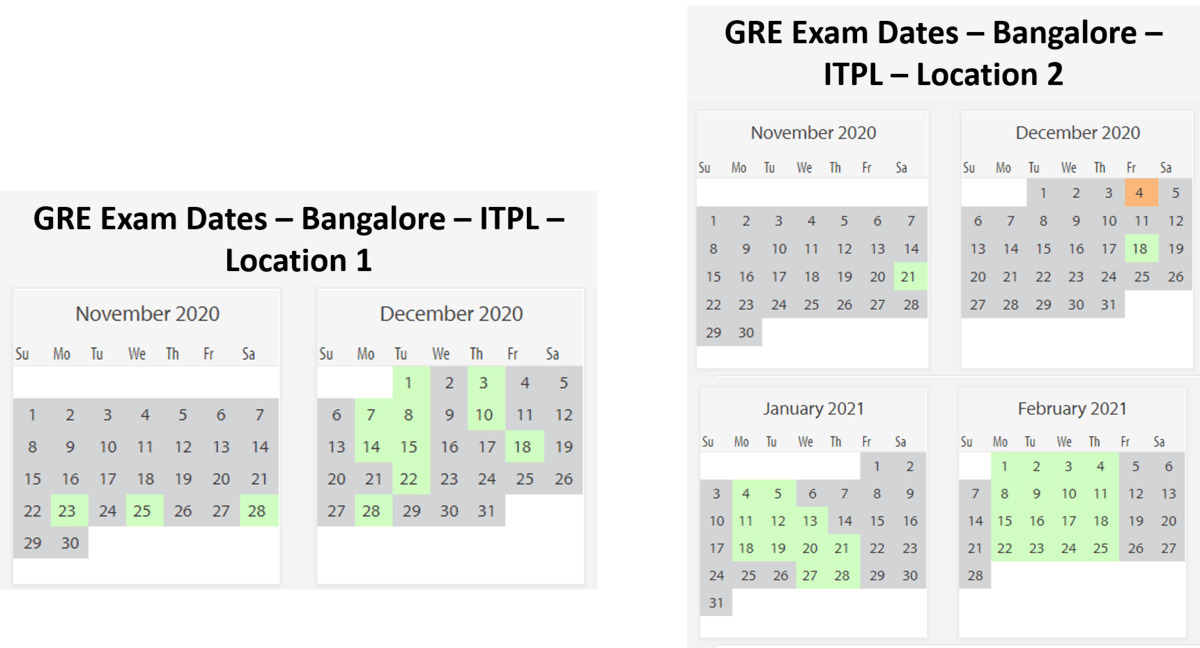 gre exam dates