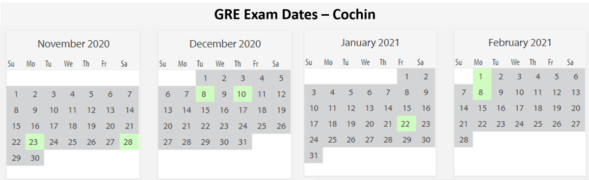 gre exam dates