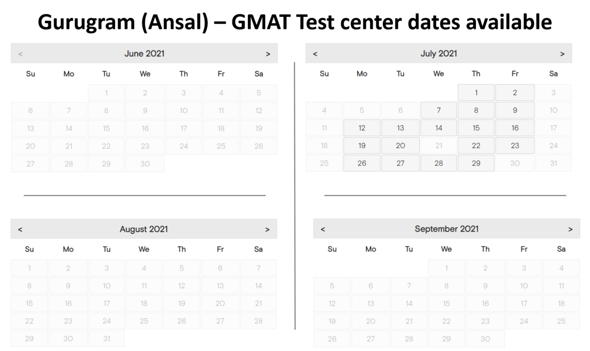 GMAT test center dates - Gurugram - Ansal