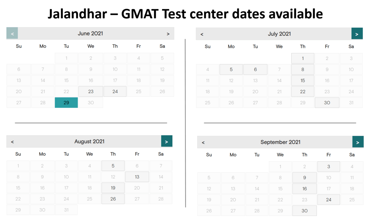GMAT Exam dates - Jalandhar