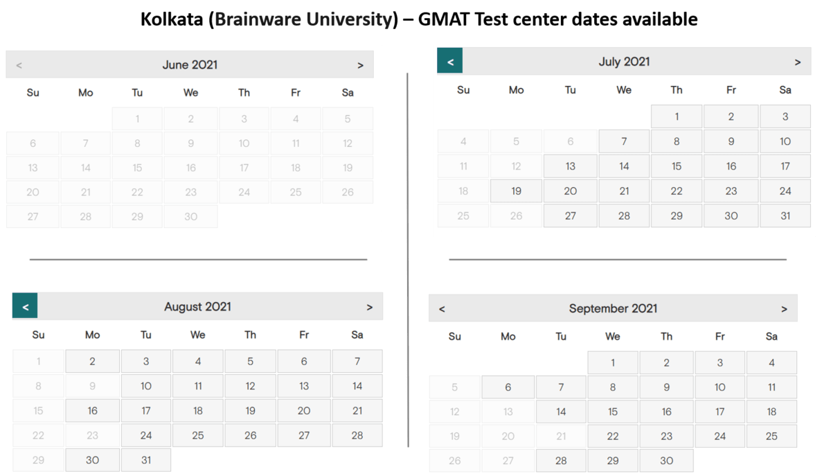 GMAT exam dates - Kolkata - Brainware university
