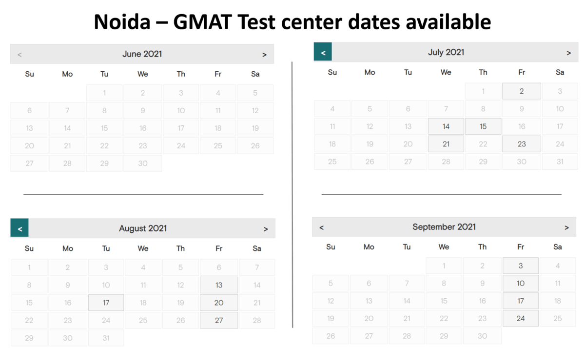GMAT exam dates - Noida