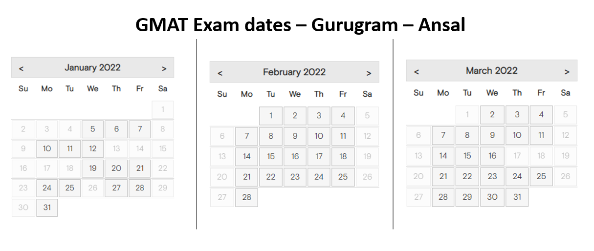 GMAT exam dates - Gurugram test center - Ansal