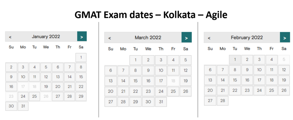 GMAT exam dates - Kolkata test center