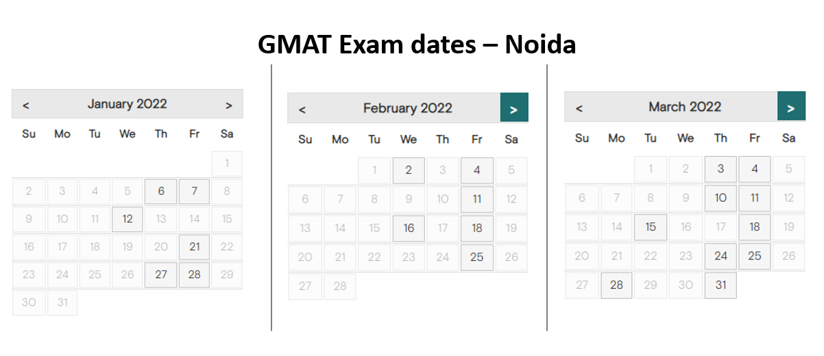GMAT exam dates - Noida test center