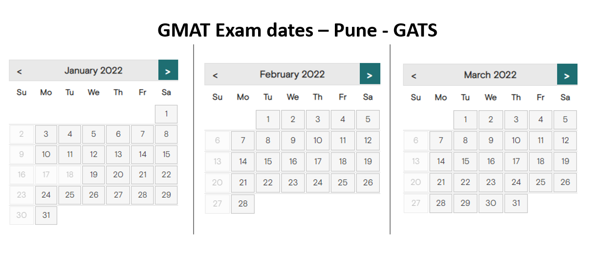 GMAT exam dates - Pune test center - GATS