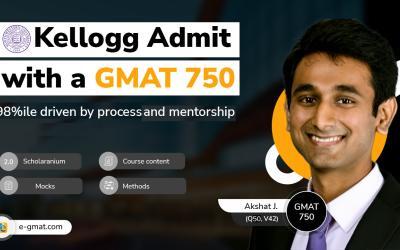 GMAT 750 powers admit from Kellogg | Improvement from V35 to V42 driven by process skills and e-GMAT support