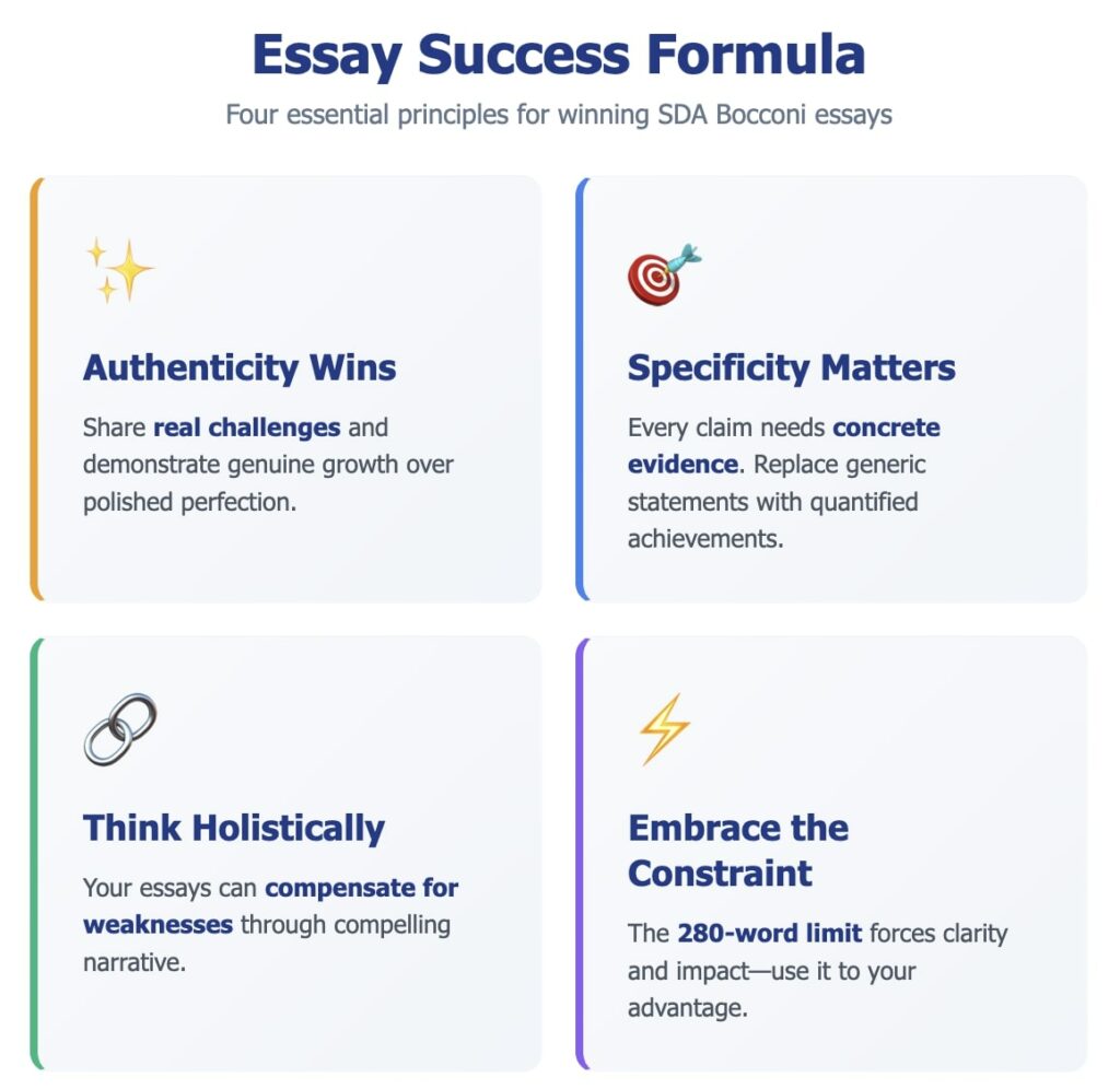 SDA Bocconi essay success formula with four essential writing principles for business school applications