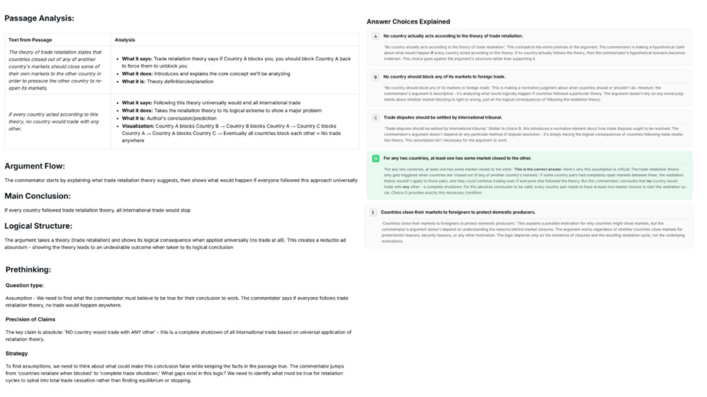 GMAT critical reasoning passage analysis breakdown with answer choices explanation and argument structure