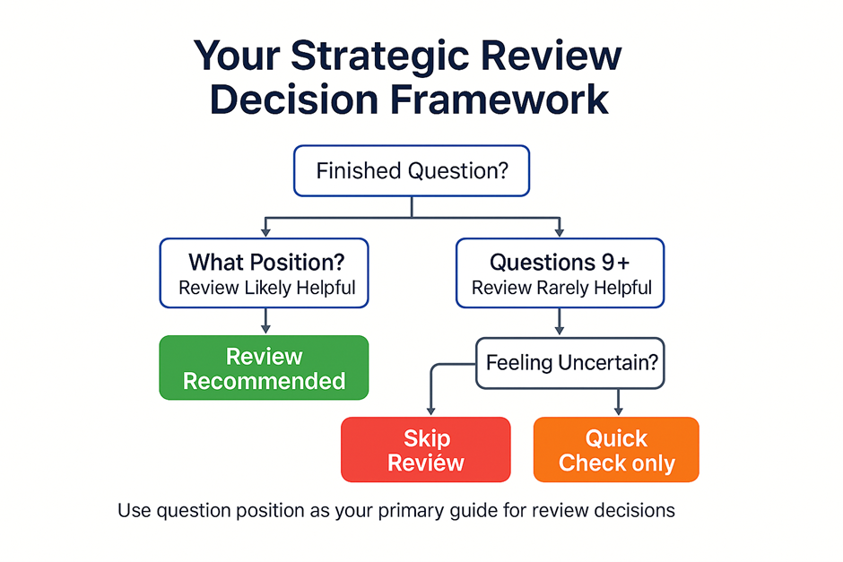 GMAT three-phase strategy diagram: review value decreases from Q1-4 through Q9+