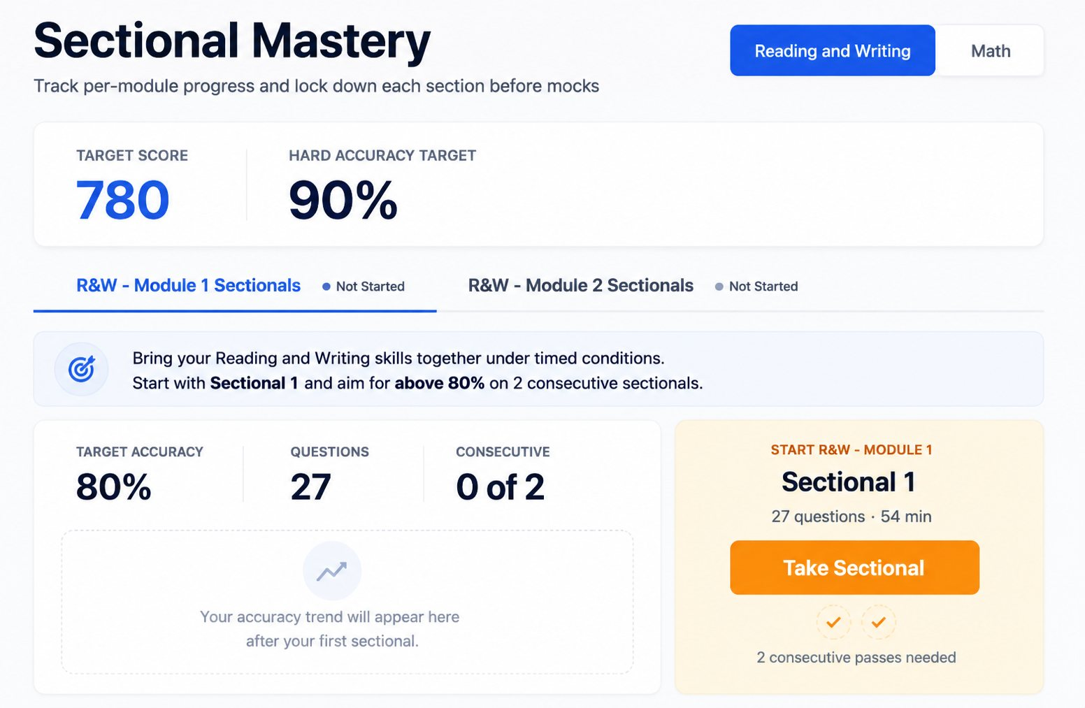 Sectional Mastery — track per-module progress