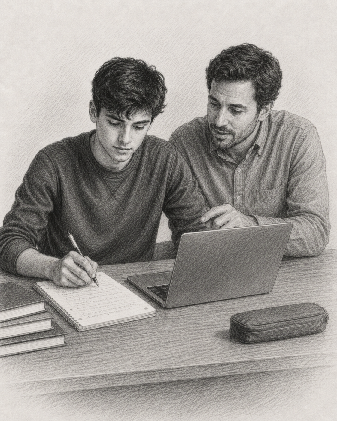 A mentor guiding a student one-to-one